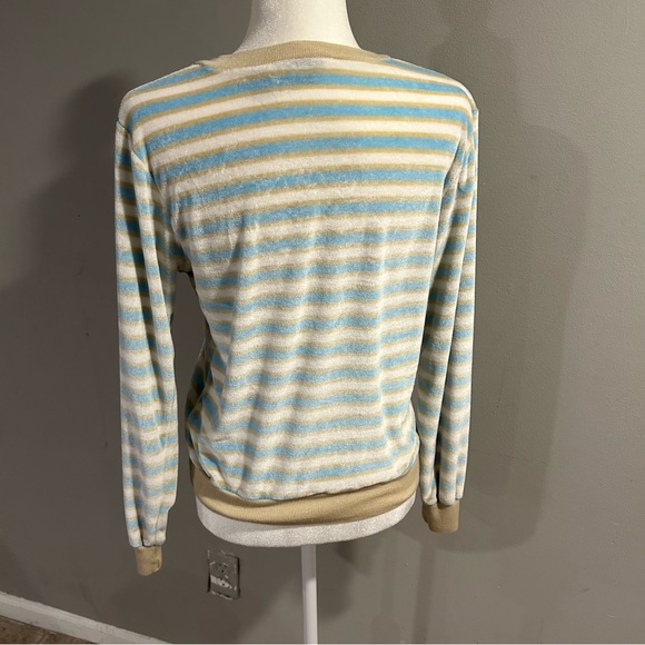 Vintage Calliope Velour Sweater 70s 80s Made in Korea Medium Striped Womens - Picture 3 of 7